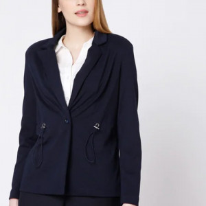 Single Breasted Blazer with Notched Lapel Collar