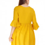Casual Bell Sleeves Embroidered Women Yellow Top