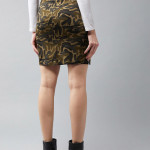 Printed Straight Skirt with Eyelets