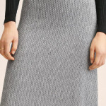 Women Grey Melange Knitted Midi A-Line Skirt