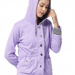 Women's Lavender Hooded Regular Jacket