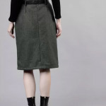 Women Solid Flared Dark Grey Skirt